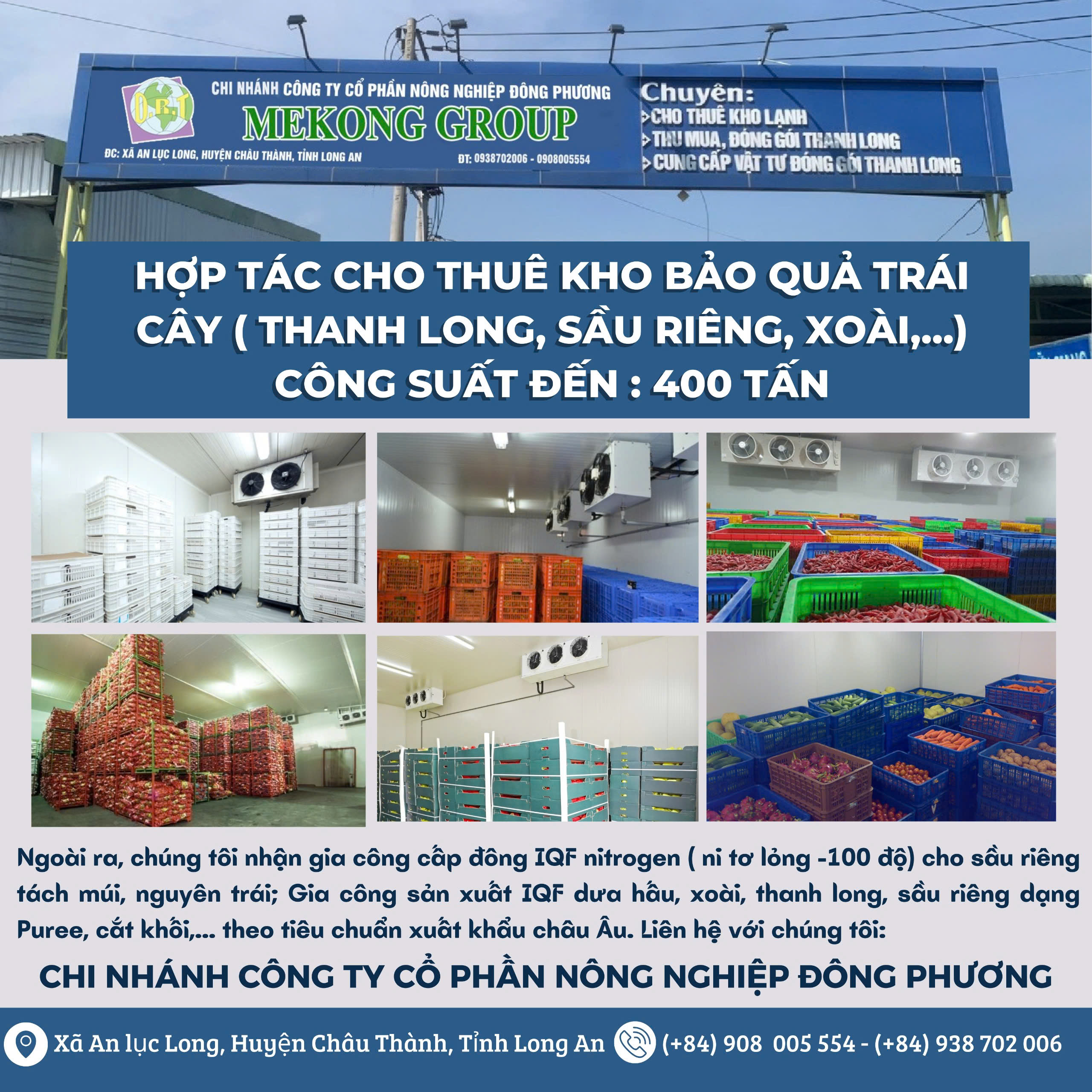 HỢP TÁC CHO THUÊ KHO BẢO QUẢN TRÁI CẤY ĐÓNG GÓI XUẤT KHẨU 